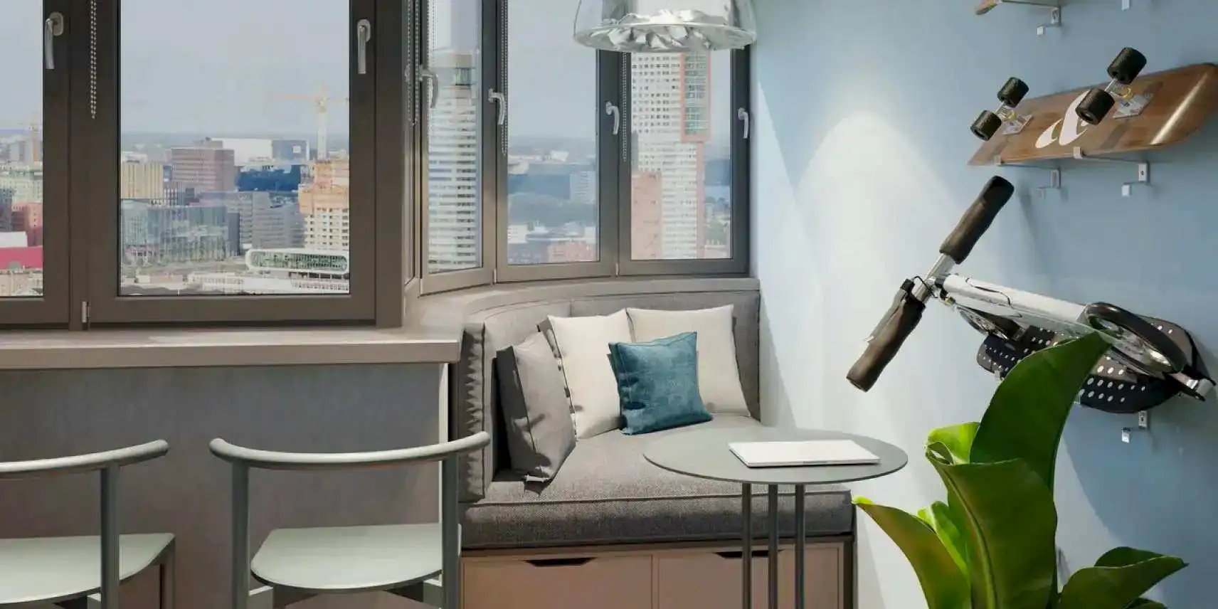 зона хранения на частично скругленной лоджии