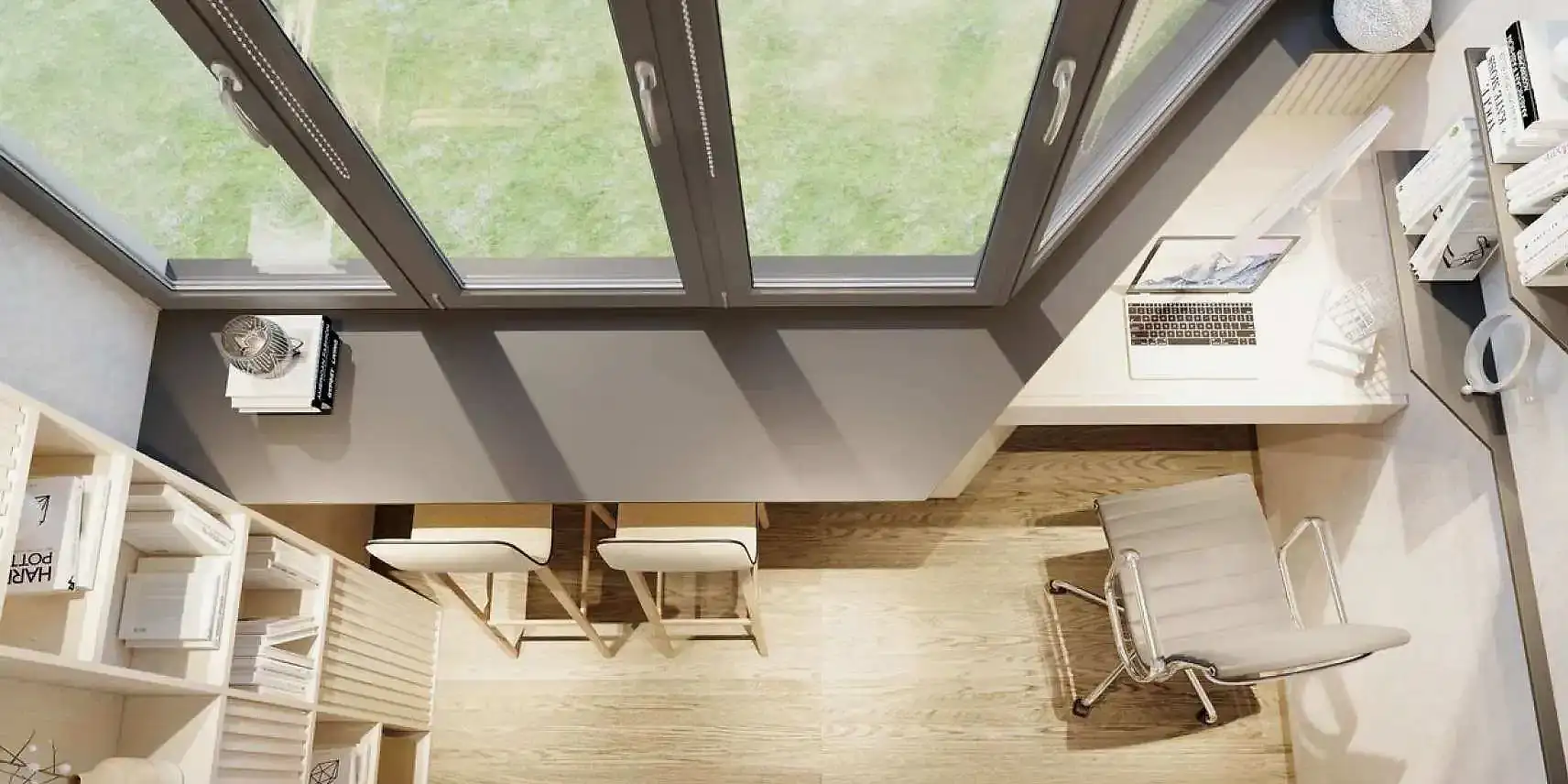 рабочий кабинет на лоджии - вид сверху