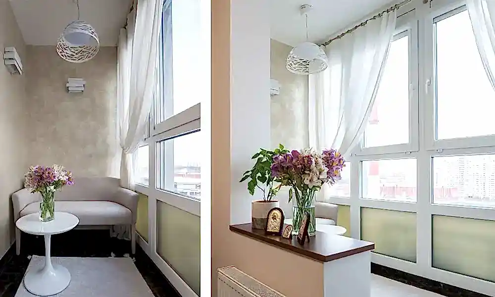 Отделка лоджии с утеплением, французские окна