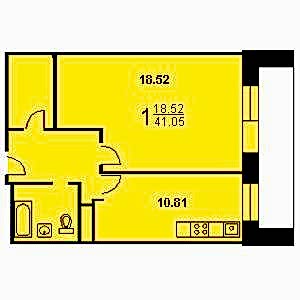 1-комнатная квартира Башня Тишинская Башня Тишинская планировка однокомнатной квартиры