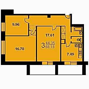 3-комнатная квартира Башня Тишинская Башня Тишинская планировка трехкомнатной квартиры