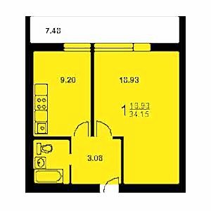 1-комнатная квартира И-700А Дом И-700А планировка однокомнатной квартиры