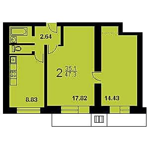 2-комнатная квартира 3 II-18 Дом II-18 планировка двухкомнатной квартиры 3