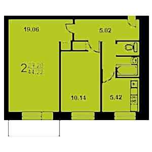 2-комнатная квартира 3 II-29 Дом II-29 планировка двухкомнатной квартиры 3