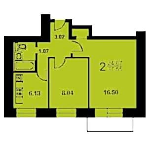 2-комнатная квартира 4 II-29 Дом II-29 планировка двухкомнатной квартиры 4