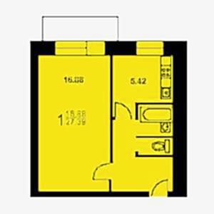 1-комнатная квартира II-29 Дом II-29 планировка однокомнатной квартиры