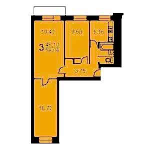 3-комнатная квартира 1 II-29 Дом II-29 планировка трехкомнатной квартиры 1