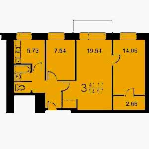 3-комнатная квартира 2 II-29 Дом II-29 планировка трехкомнатной квартиры 2