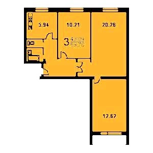 Дом II-49 планировка трехкомнатной квартиры 1
