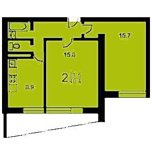 2-комнатная квартира 2 II-68-2 Дом II-68-2 планировка двухкомнатной квартиры 2