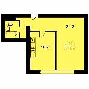 1-комнатная квартира 1 II-68-3 Дом II-68-3 планировка однокомнатной квартиры 1