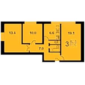 3-комнатная квартира 2 II-68-3 Дом II-68-3 планировка трехкомнатной квартиры 2