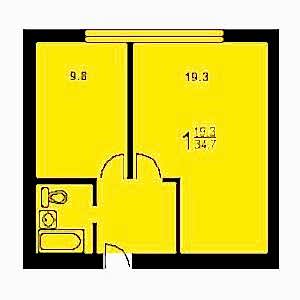 1-комнатная квартира 1 II-68 Дом II-68 планировка однокомнатной квартиры 1
