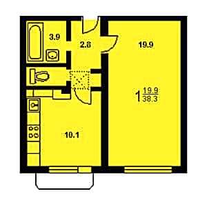 1-комнатная квартира КОПЭ Дом КОПЭ планировка однокомнатной квартиры