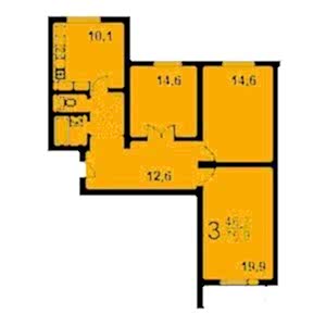 Дом КОПЭ планировка трехкомнатной квартиры 3