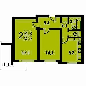 2-комнатная квартира П-3 Дом П-3 планировка двухкомнатной квартиры