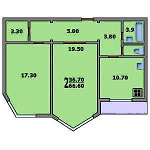 2-комнатная квартира П-44М Дом П-44М планировка двухкомнатной квартиры