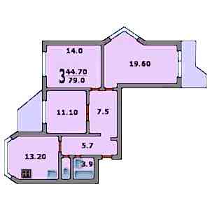 Дом П-44Т планировка трехкомнатной квартиры